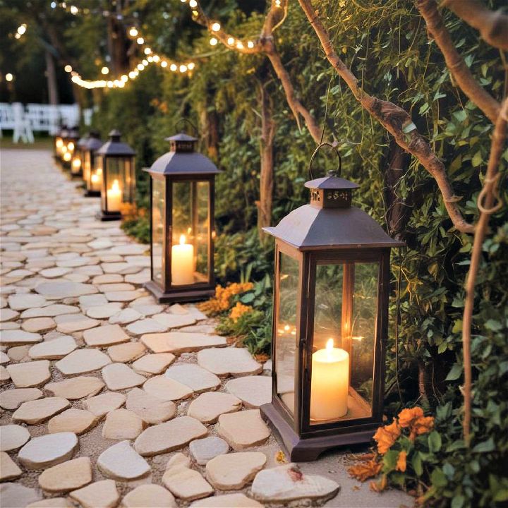 walkway candlelit lanterns