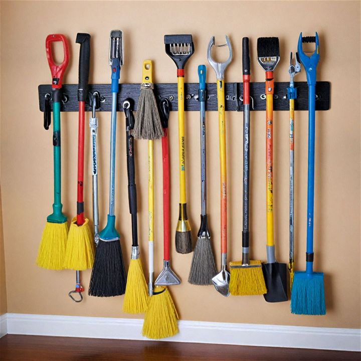 wall mounted mop and broom rack