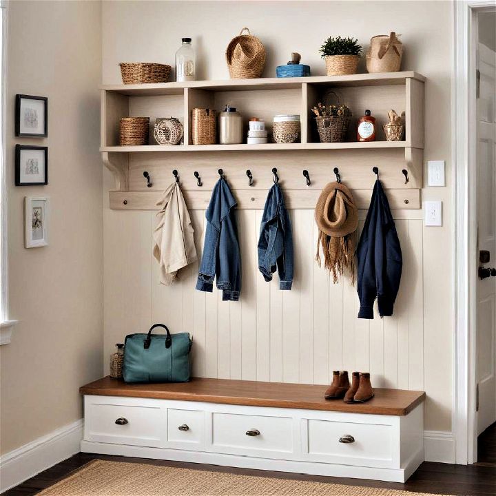 wall mounted shelving for mudroom