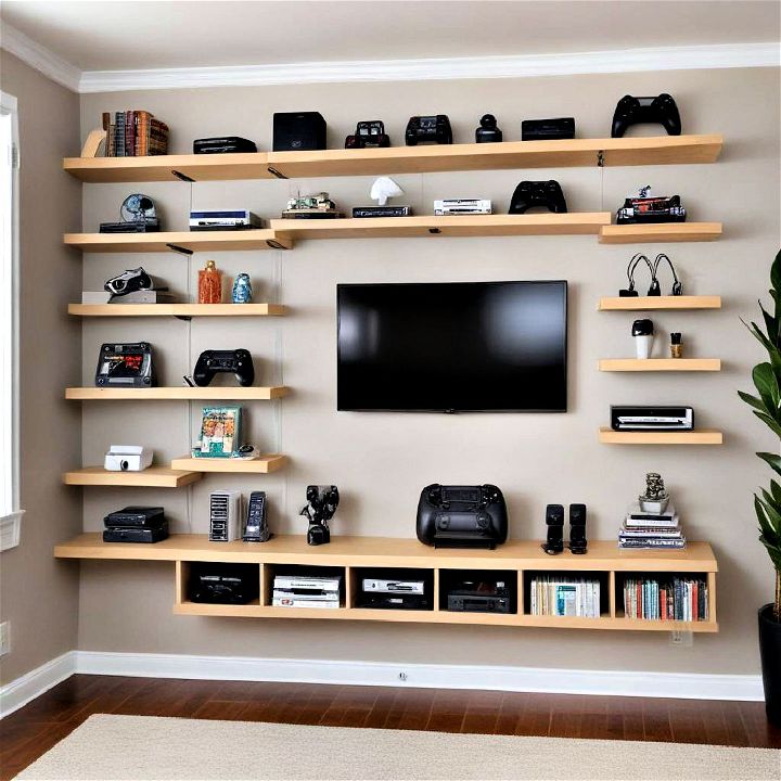 wall mounted storage for video game room