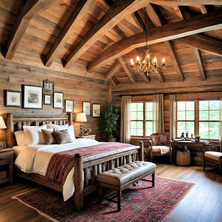 warm and inviting log cabin bedroom