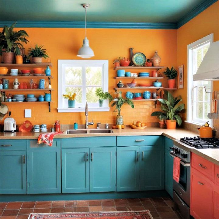 warm bold color kitchen