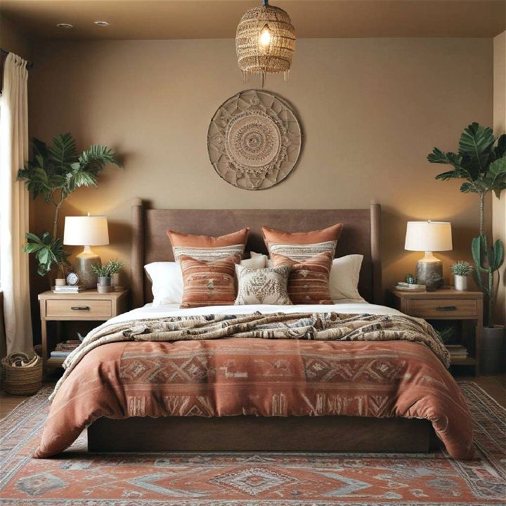 warm southwestern eclectic bedroom