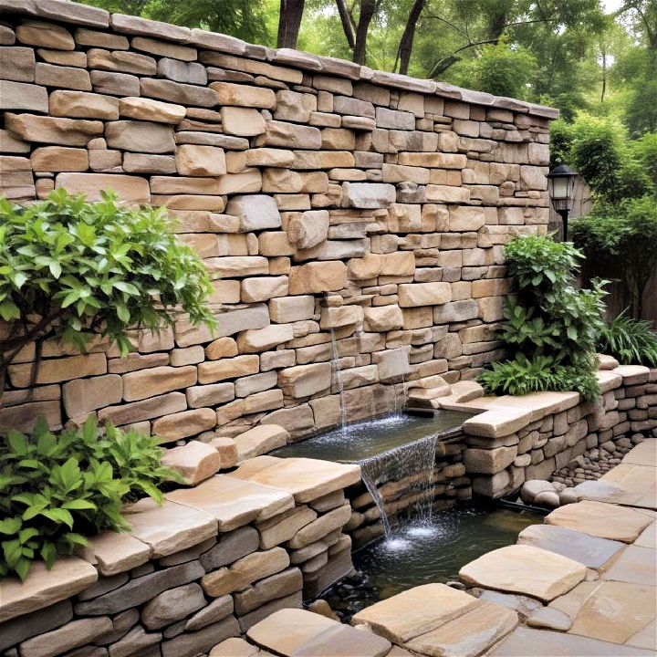 water feature walls using stone