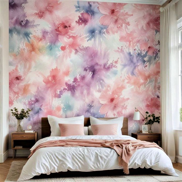 watercolor effects bedroom wallpaper