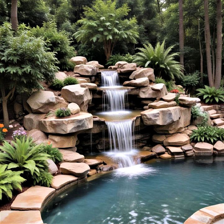 waterfalls for pool landscaping