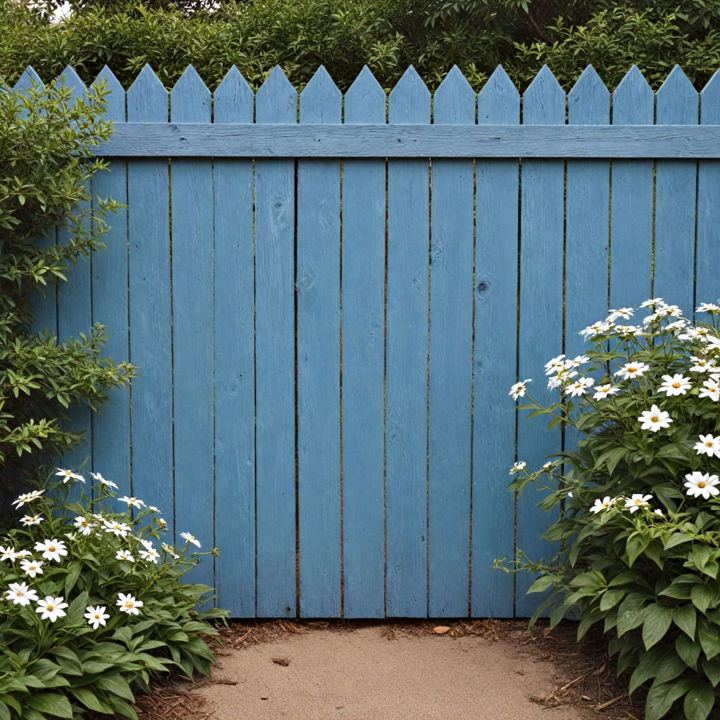 weathered blue finish fence