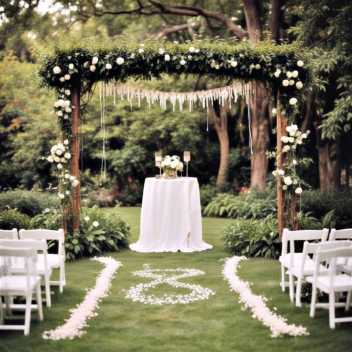 wedding ceremony in lush garden