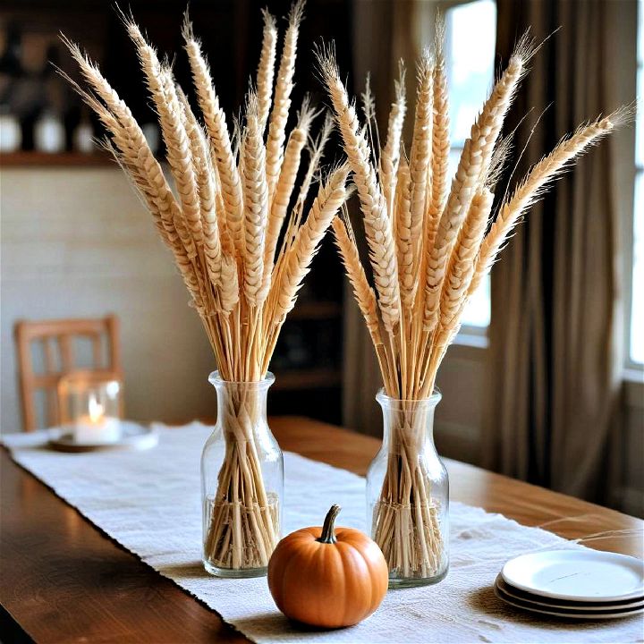 wheat stalk bouquets centerpiece for fall table