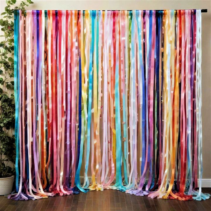 whimsical background with ribbon curtains