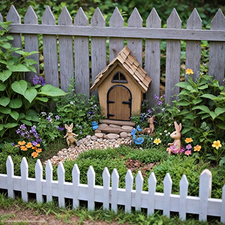 whimsical fairy garden for fence line landscaping