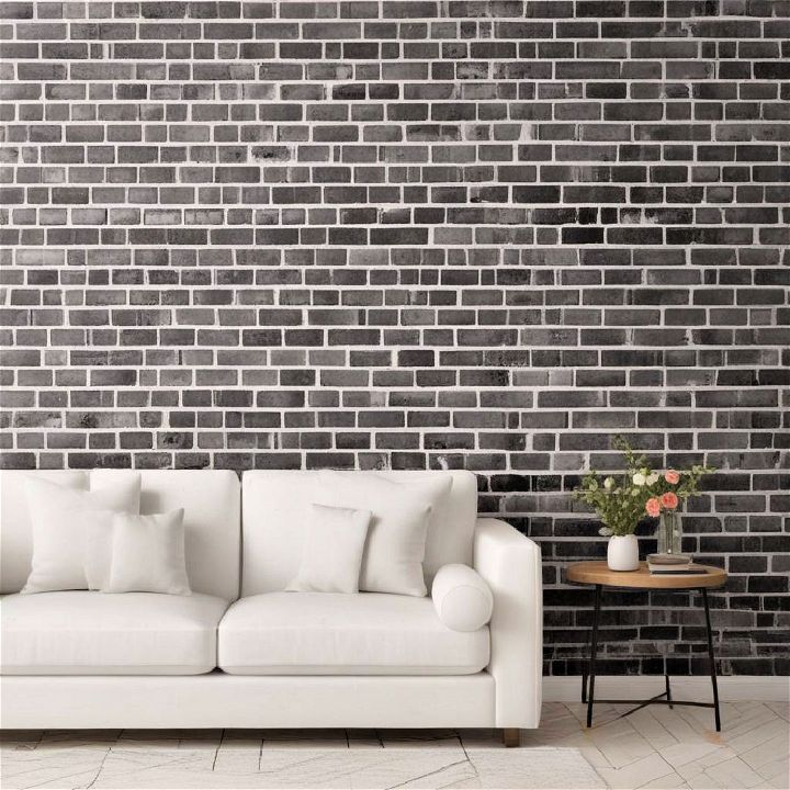 whimsical faux painted brick wallpaper