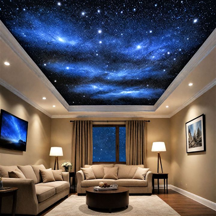 whimsical fiber optic basement ceiling