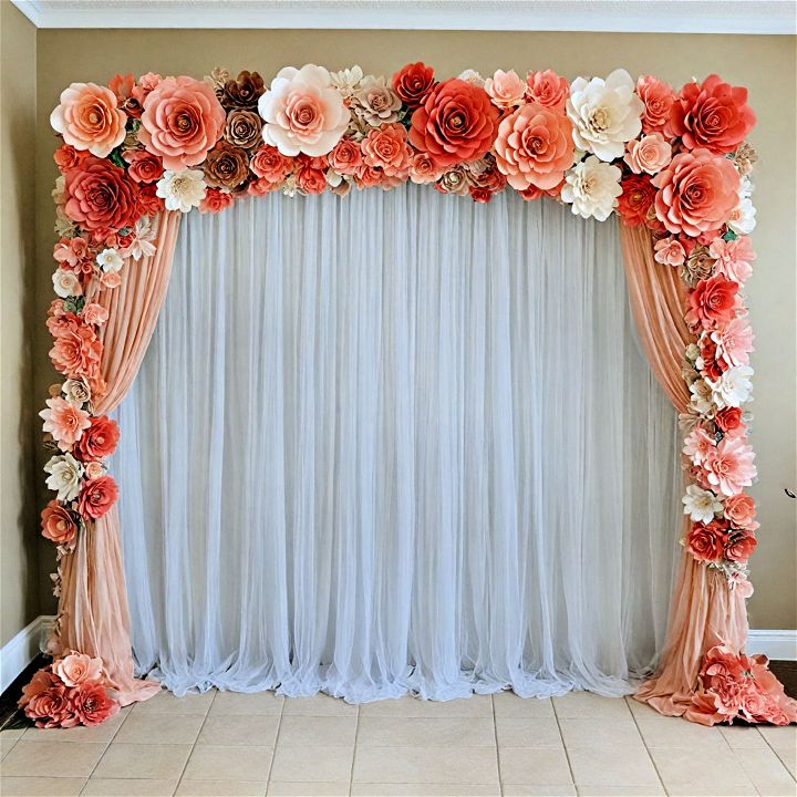 whimsical paper flower wedding arch