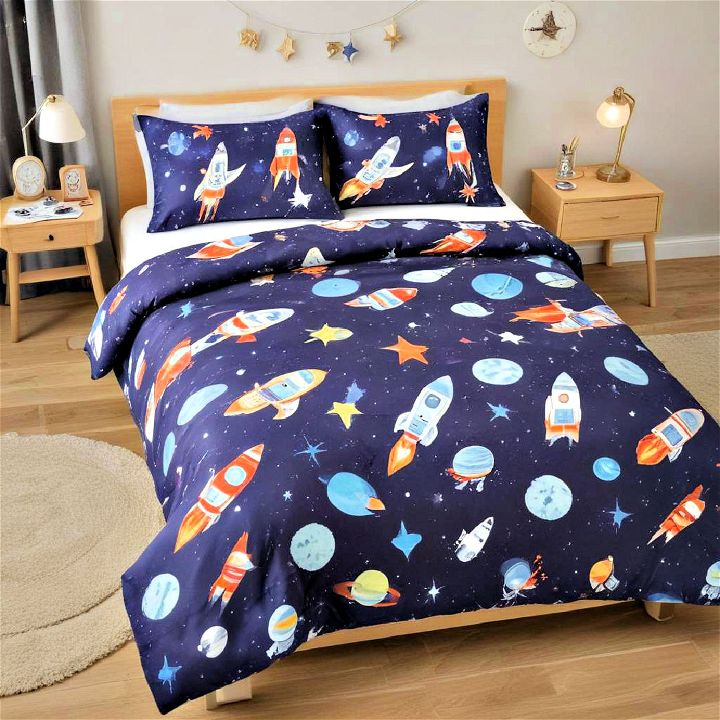 whimsical space themed bed sheets