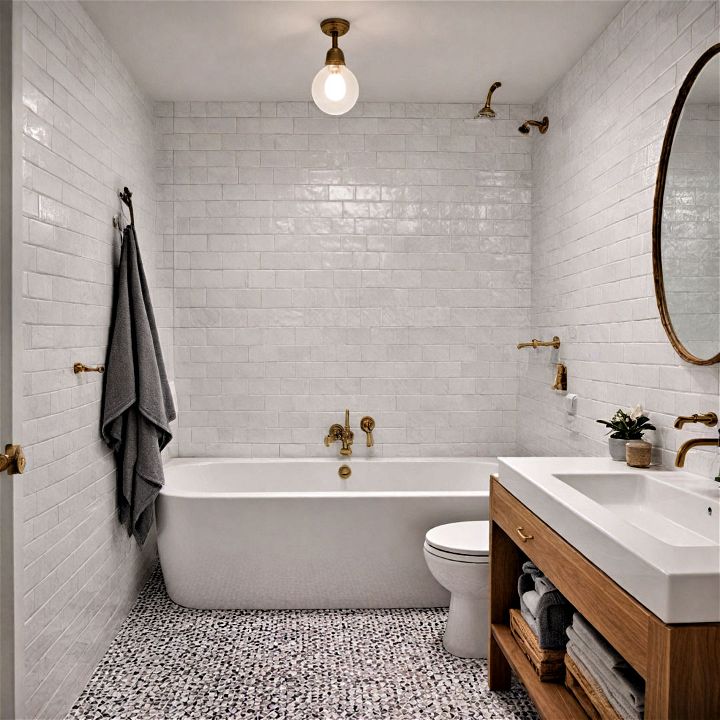 white subway tiles neutral bathroom