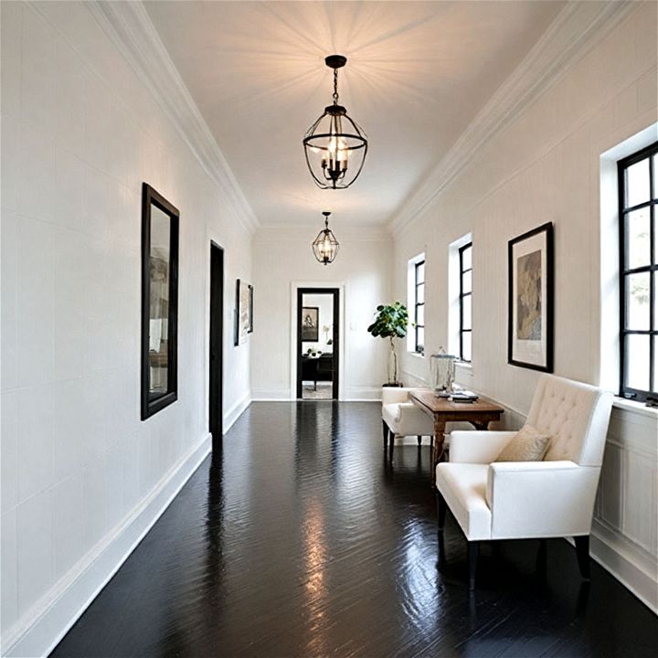 white wall and black floor