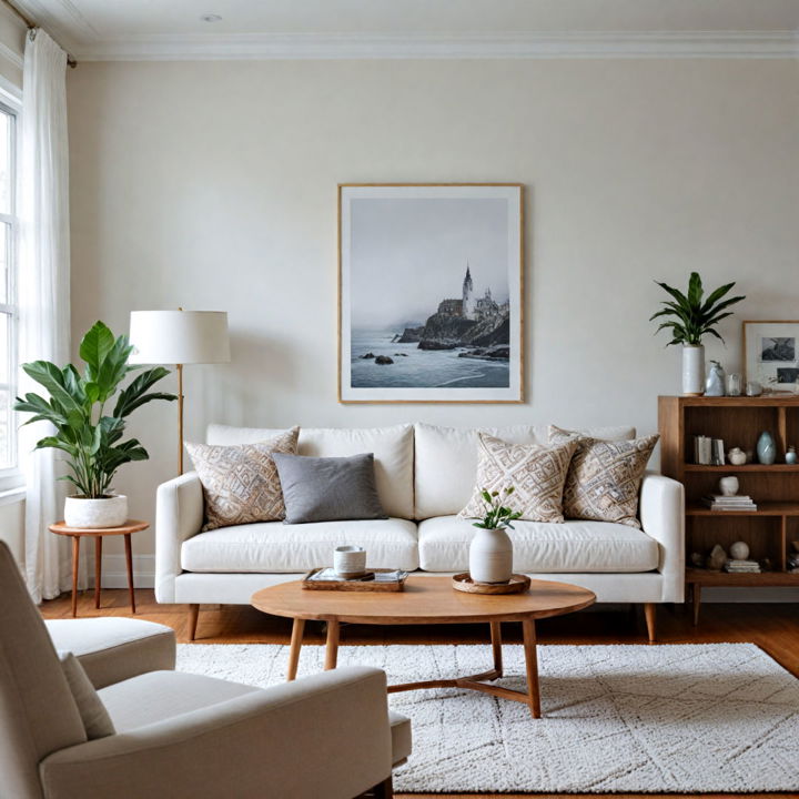 white wall for neutral living room