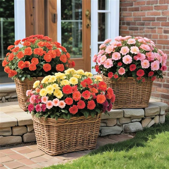 wicker basket planters for fall