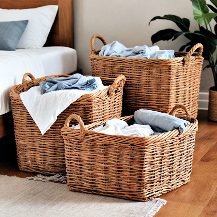 wicker baskets to add rustic charm