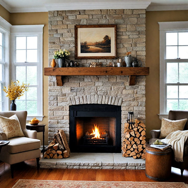 wood burning fireplace