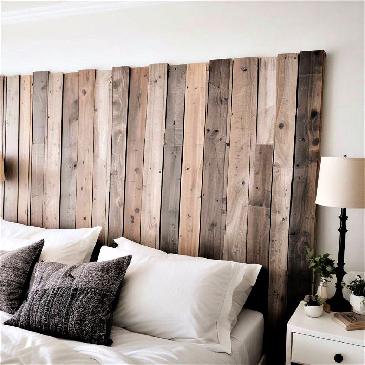 wood plank wall behind bed