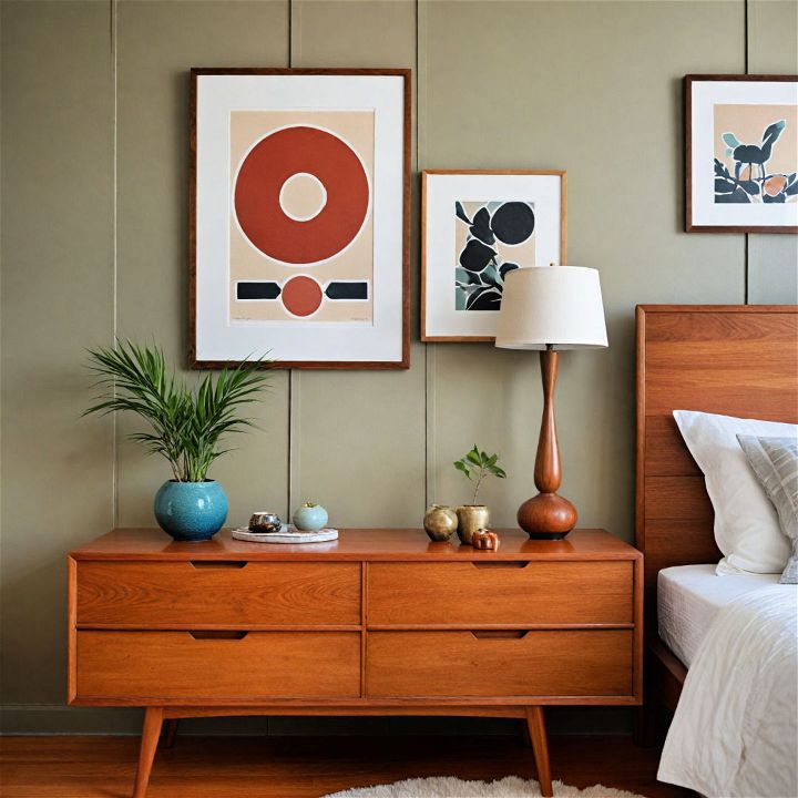 wooden accents midcentury modern bedroom