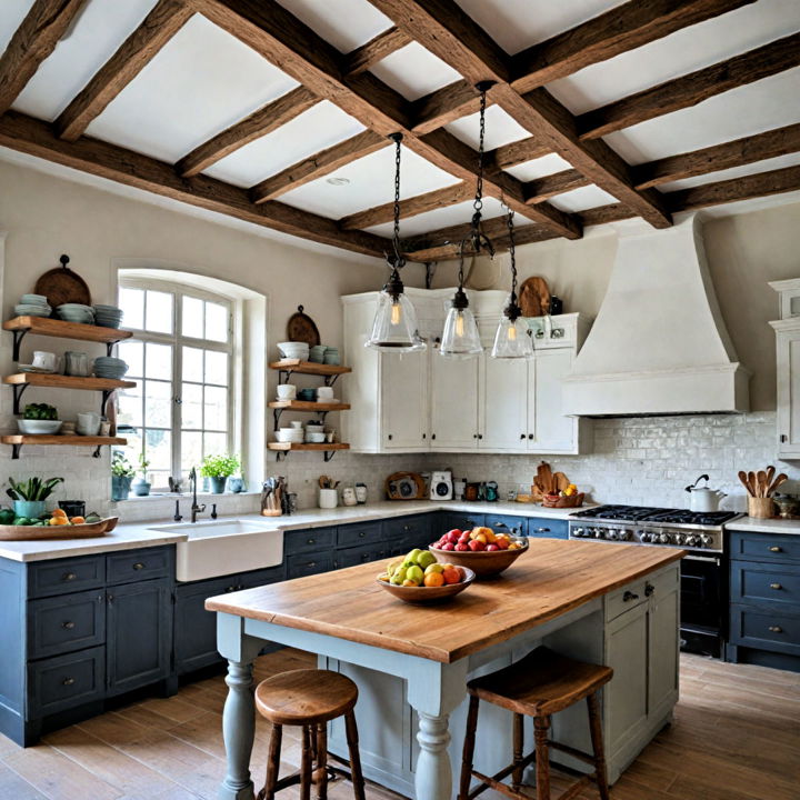 wooden beams to the ceiling