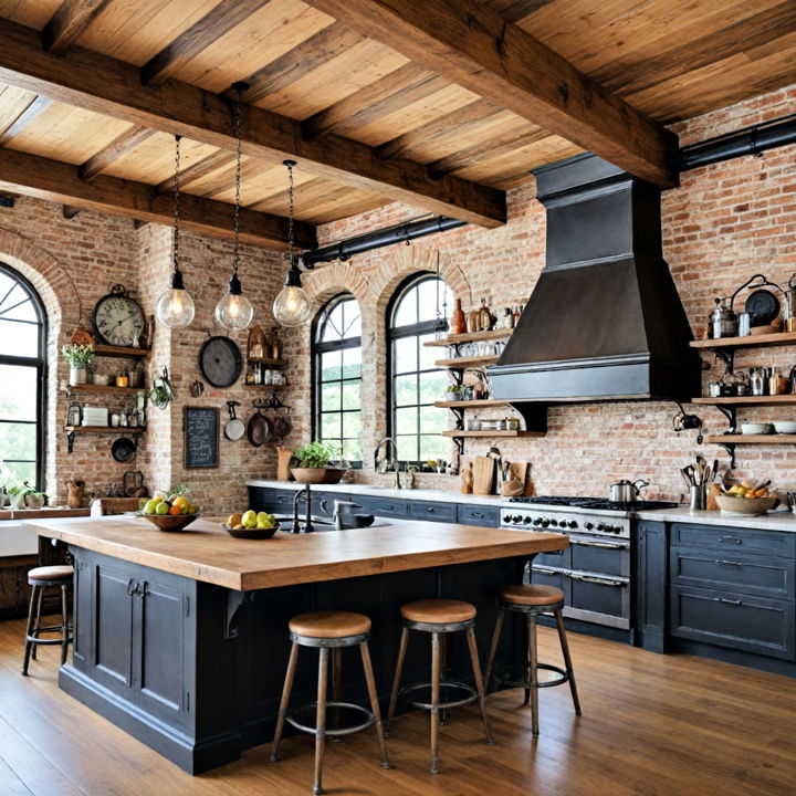wooden beams with vintage industrial fusion