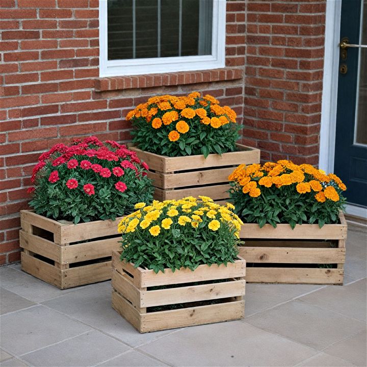 wooden crate planters for patio