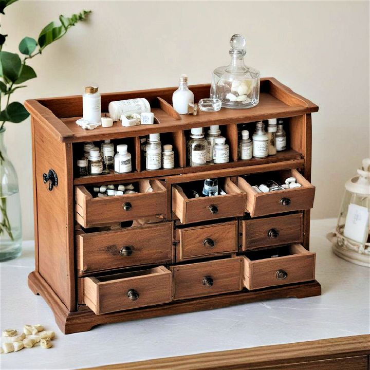 wooden medicine chest