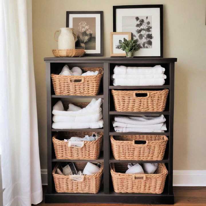 wooden stacked baskets design