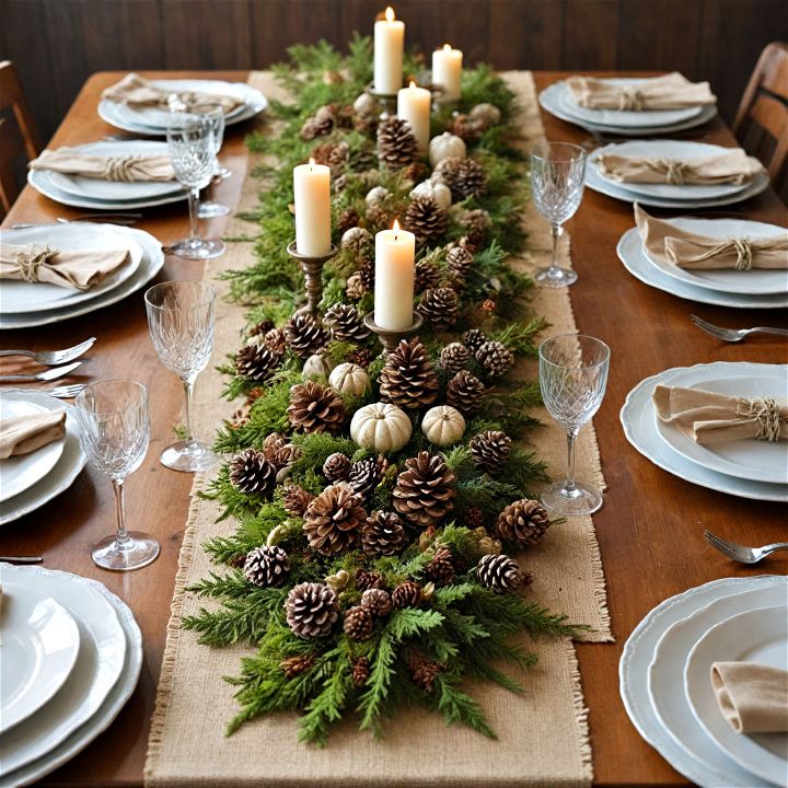 woodland table runner centerpiece