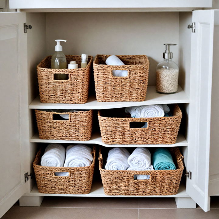 woven storage baskets for bathroom