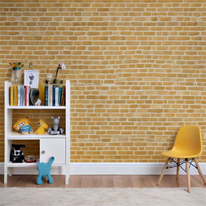 yellow brick wallpaper for playroom