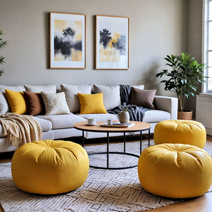 yellow poufs versatile seating solution