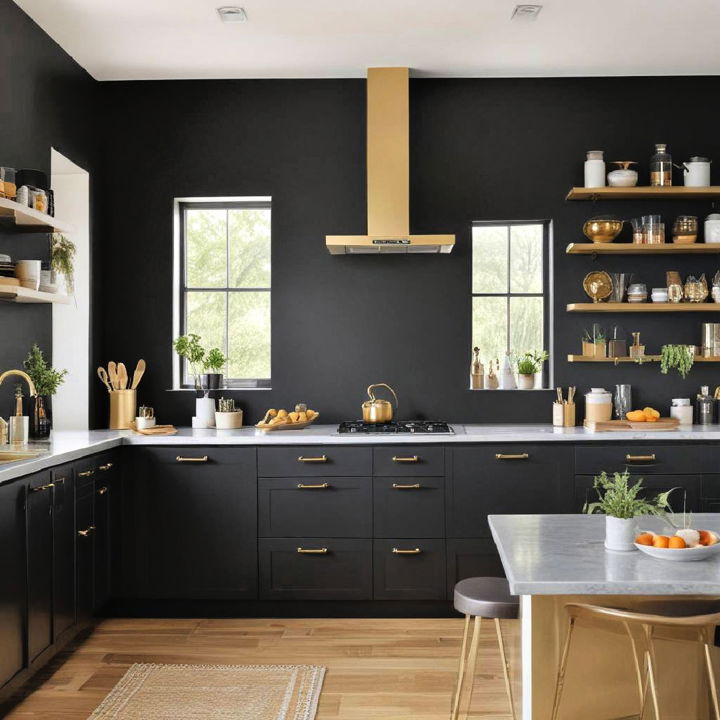 Contemporary black and gold paint for kitchen
