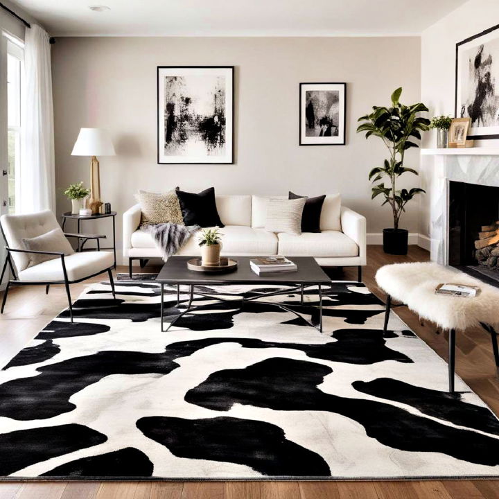 abstract black and white rug