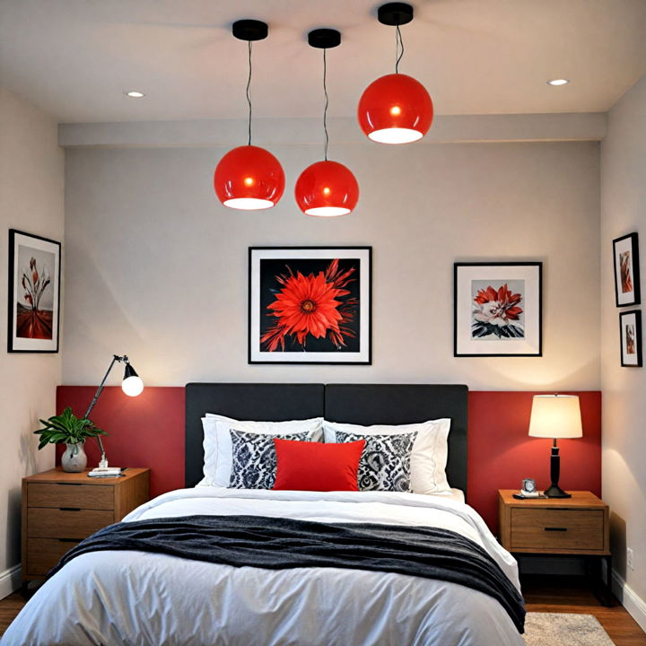 accent lighting fixtures in red and black