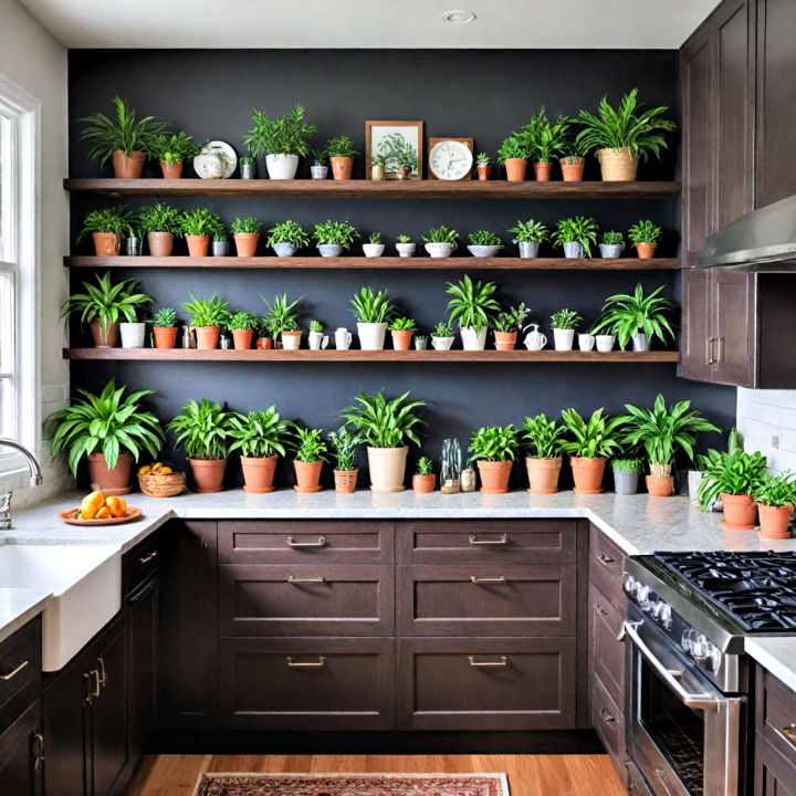 add shelves with plants