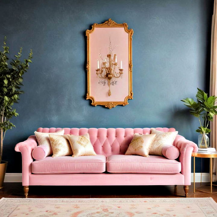 antique pink couch to add glamor