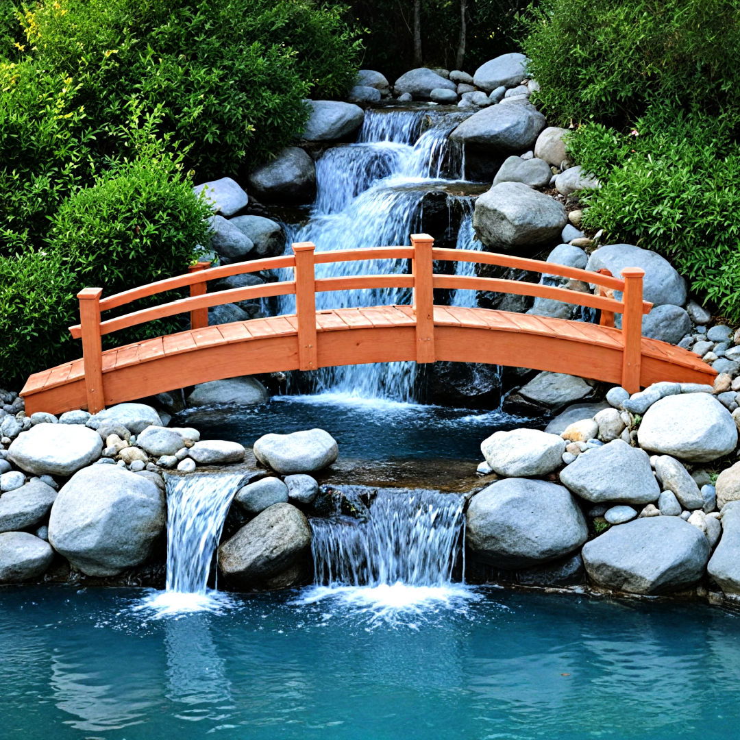 backyard mini waterfall bridge