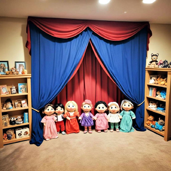 basement puppet theater playroom