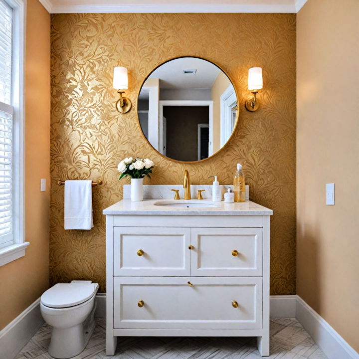 bathroom gold accent wall