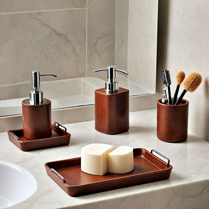 bathroom leather accessories for a luxe touch