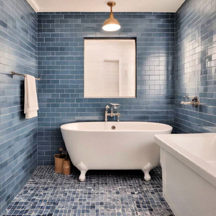 beautiful blue tiles with white grout