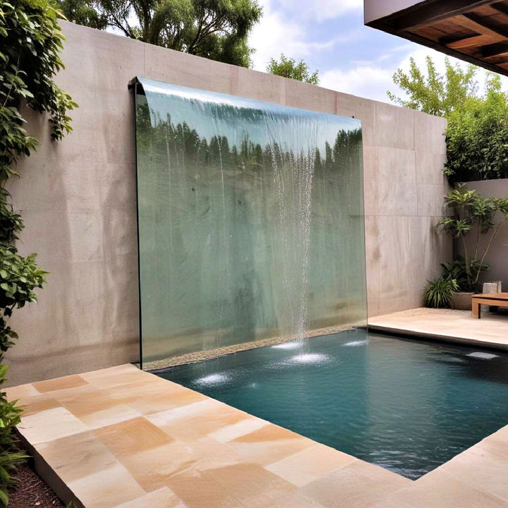 beautiful glass wall waterfall