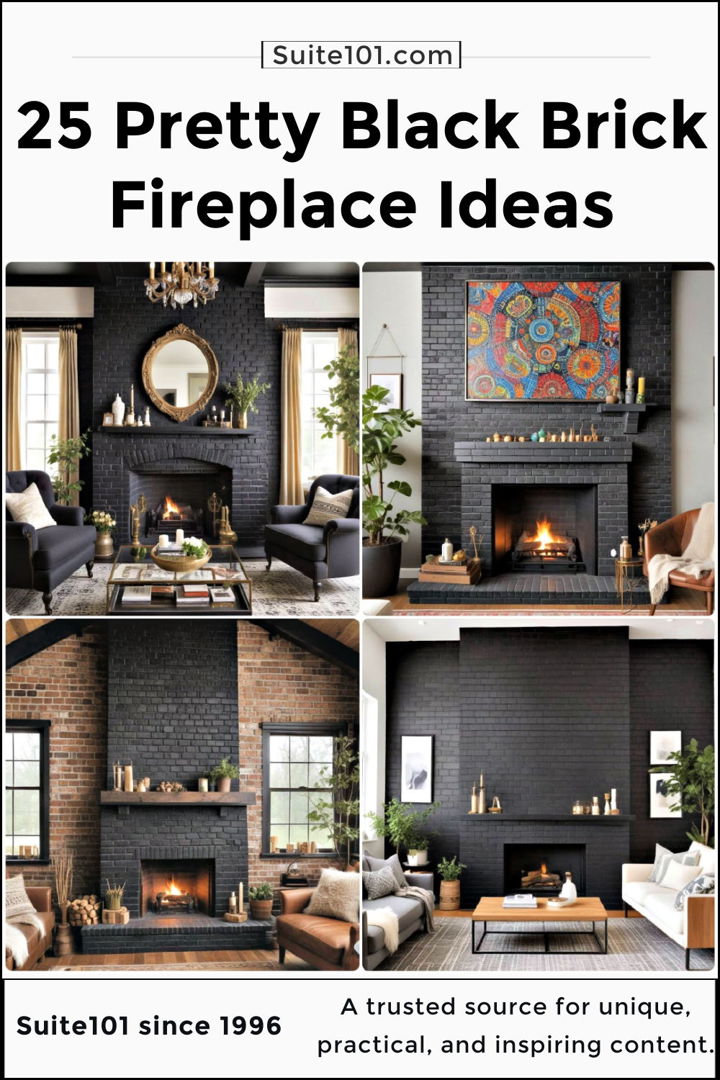 best black brick fireplace ideas