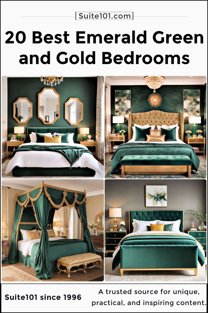 best emerald green and gold bedroom ideas