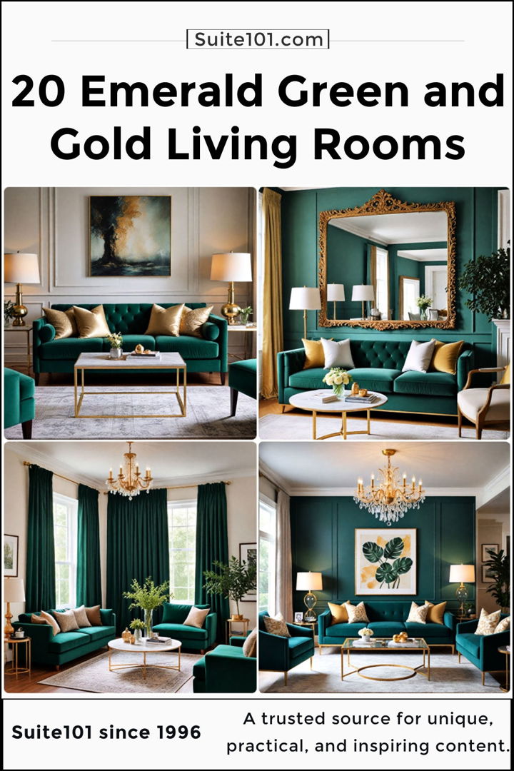 best emerald green and gold living room ideas